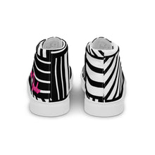 Load image into Gallery viewer, Zapatillas de lona de caña alta para mujer bloques blanco-negro Perfecto