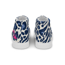 Load image into Gallery viewer, Zapatillas de lona de caña alta para mujer print animal azul