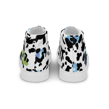 Load image into Gallery viewer, Zapatillas de lona de caña alta para mujer print azul-negro