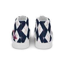 Load image into Gallery viewer, Zapatillas de lona de caña alta para mujer rombos azules