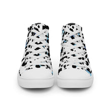 Load image into Gallery viewer, Zapatillas de lona de caña alta para mujer print azul-negro