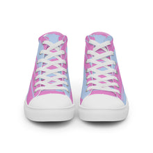 Load image into Gallery viewer, Zapatillas de lona de caña alta para mujer estampado rosa-azul