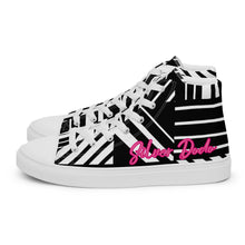 Load image into Gallery viewer, Zapatillas de lona de caña alta para mujer bloques blanco-negro Perfecto