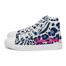 Load image into Gallery viewer, Zapatillas de lona de caña alta para mujer print animal azul