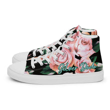 Load image into Gallery viewer, Zapatillas de lona de caña alta para mujer rosas negro