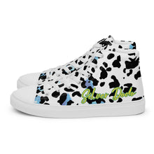 Load image into Gallery viewer, Zapatillas de lona de caña alta para mujer print azul-negro