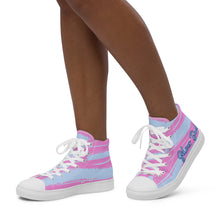 Load image into Gallery viewer, Zapatillas de lona de caña alta para mujer estampado rosa-azul
