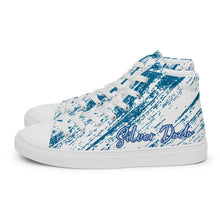 Load image into Gallery viewer, Zapatillas de lona de caña alta para mujer líneas finas azules