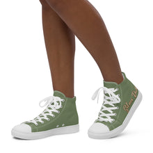 Load image into Gallery viewer, Zapatillas de lona de caña alta para mujer verde camuflaje