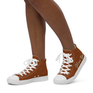Zapatillas de lona de caña alta para mujer saddle brown