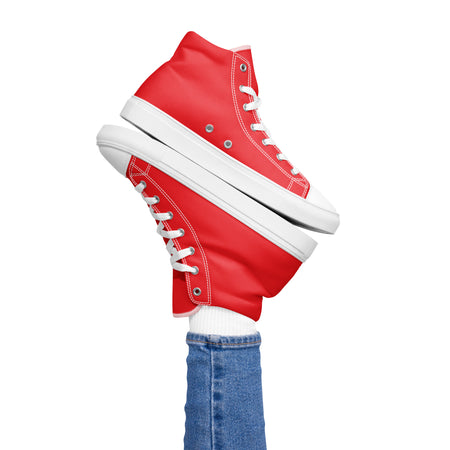 Zapatillas de lona de caña alta para mujer rojo alizarina