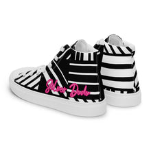 Load image into Gallery viewer, Zapatillas de lona de caña alta para mujer bloques blanco-negro Perfecto