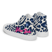 Load image into Gallery viewer, Zapatillas de lona de caña alta para mujer print animal azul