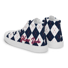 Load image into Gallery viewer, Zapatillas de lona de caña alta para mujer rombos azules