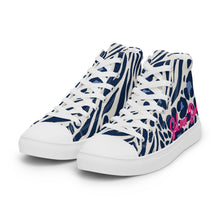 Load image into Gallery viewer, Zapatillas de lona de caña alta para mujer print animal azul