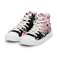Load image into Gallery viewer, Zapatillas de lona de caña alta para mujer rosas negro