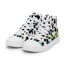Load image into Gallery viewer, Zapatillas de lona de caña alta para mujer print azul-negro