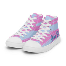 Load image into Gallery viewer, Zapatillas de lona de caña alta para mujer estampado rosa-azul