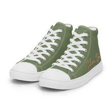 Load image into Gallery viewer, Zapatillas de lona de caña alta para mujer verde camuflaje
