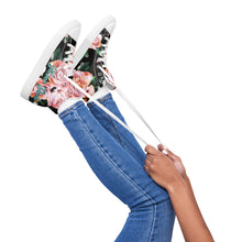 Load image into Gallery viewer, Zapatillas de lona de caña alta para mujer rosas negro