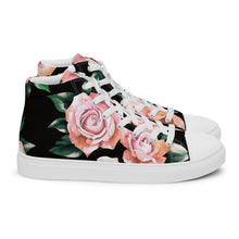 Load image into Gallery viewer, Zapatillas de lona de caña alta para mujer rosas negro