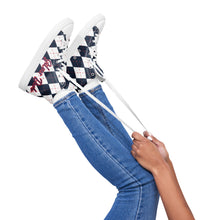 Load image into Gallery viewer, Zapatillas de lona de caña alta para mujer rombos azules
