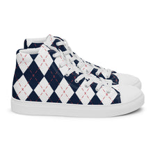 Load image into Gallery viewer, Zapatillas de lona de caña alta para mujer rombos azules