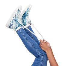 Load image into Gallery viewer, Zapatillas de lona de caña alta para mujer líneas finas azules
