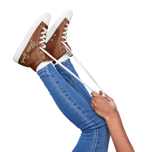 Zapatillas de lona de caña alta para mujer saddle brown