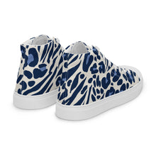 Load image into Gallery viewer, Zapatillas de lona de caña alta para mujer print animal azul
