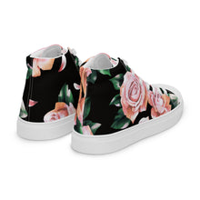 Load image into Gallery viewer, Zapatillas de lona de caña alta para mujer rosas negro