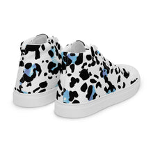 Load image into Gallery viewer, Zapatillas de lona de caña alta para mujer print azul-negro