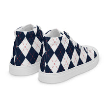 Load image into Gallery viewer, Zapatillas de lona de caña alta para mujer rombos azules