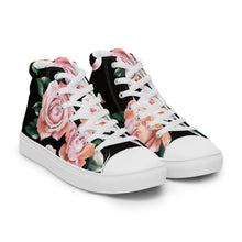 Load image into Gallery viewer, Zapatillas de lona de caña alta para mujer rosas negro