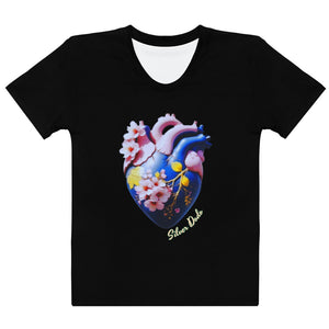 Camiseta para mujer Blue Heartbeat negro