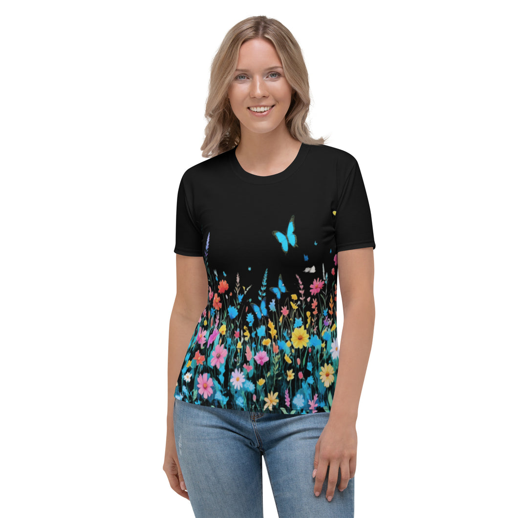 Camiseta para mujer Petal Dance negro