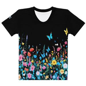 Camiseta para mujer Petal Dance negro