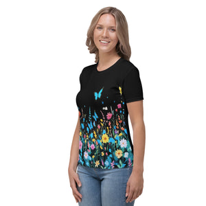 Camiseta para mujer Petal Dance negro