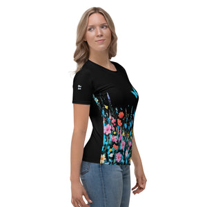 Camiseta para mujer Petal Dance negro