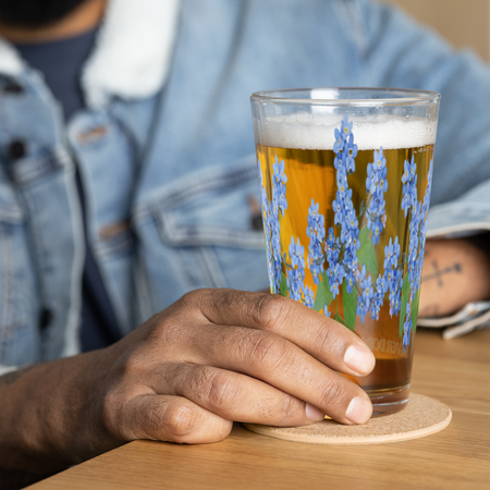 Vaso de cerveza Flor azul transparente