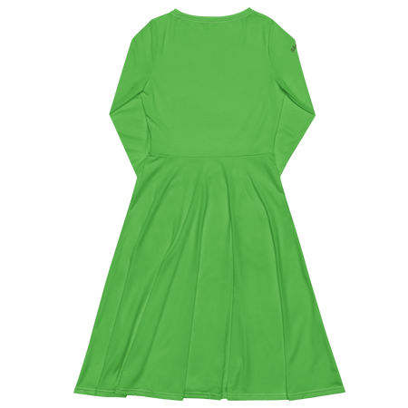 Vestido midi con manga larga verde mantis
