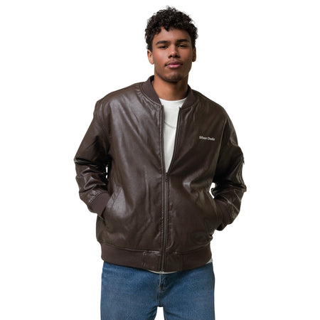 Chaqueta bomber piel vegana marrón