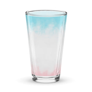 Vaso de cerveza rosa y azul gradiente