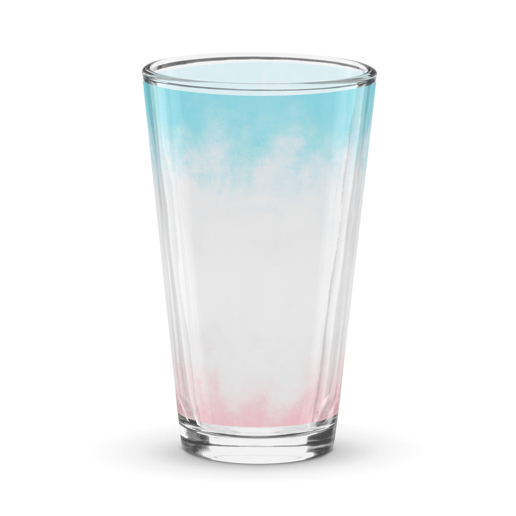 Vaso de cerveza rosa y azul gradiente