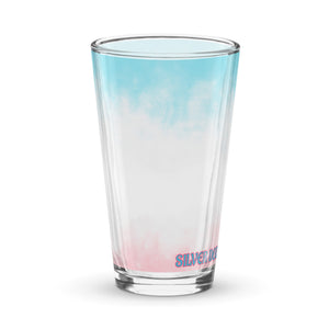 Vaso de cerveza rosa y azul gradiente