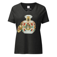 Load image into Gallery viewer, Camiseta suelta mujer cuello pico Essence of Chic gris oscuro jaspeado
