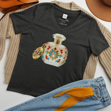 Load image into Gallery viewer, Camiseta suelta mujer cuello pico Essence of Chic gris oscuro jaspeado
