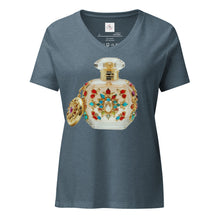 Load image into Gallery viewer, Camiseta suelta mujer cuello pico Essence of Chic pizarra de brezo
