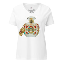 Load image into Gallery viewer, Camiseta suelta mujer cuello pico Essence of Chic blanco sólido
