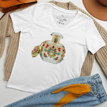 Load image into Gallery viewer, Camiseta suelta mujer cuello pico Essence of Chic blanco sólido
